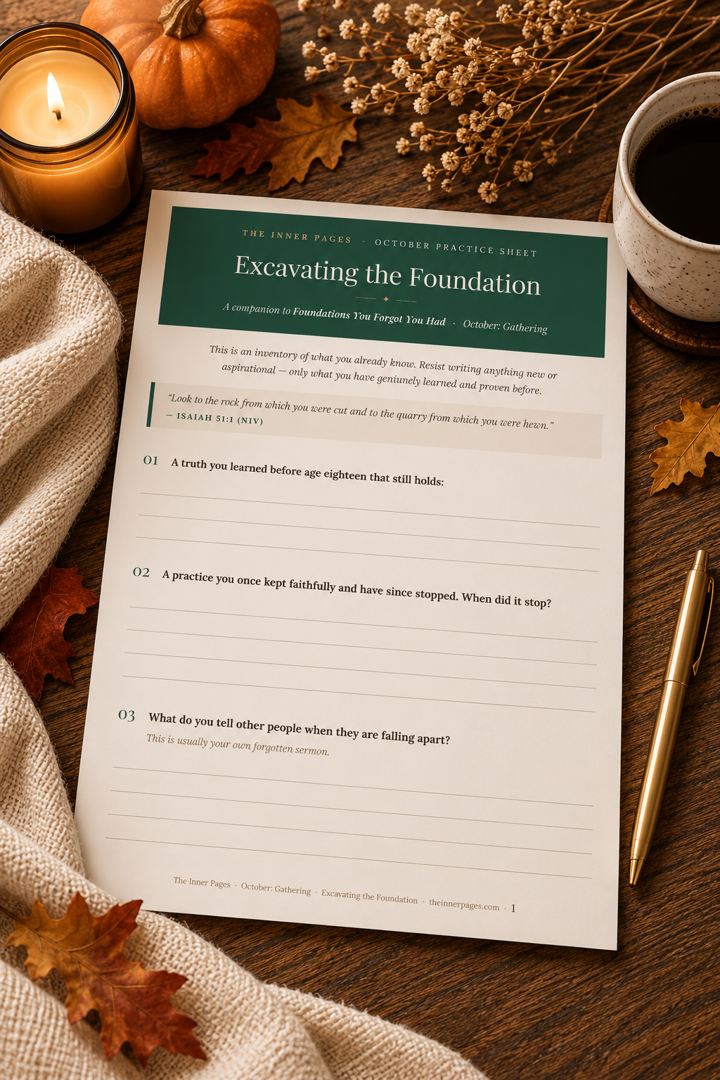 Excavating the Foundation — Faith Reflection Worksheet for Remembering What You Know (Free Printable PDF)