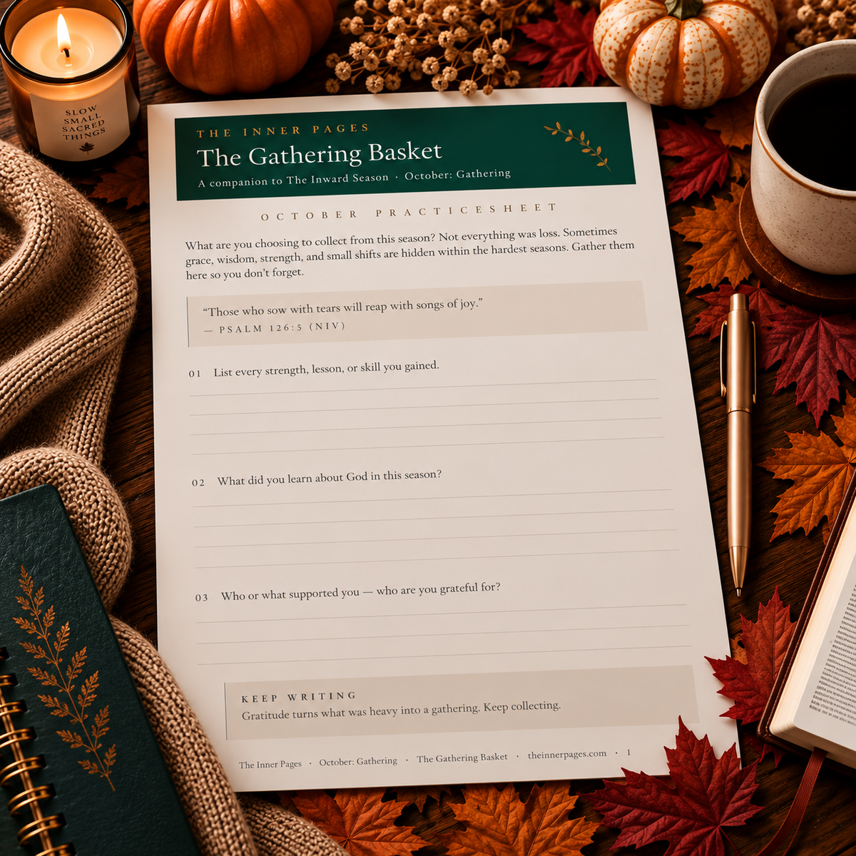 The Gathering Basket — Year in Review Gratitude Worksheet for Fall (Free Printable PDF)