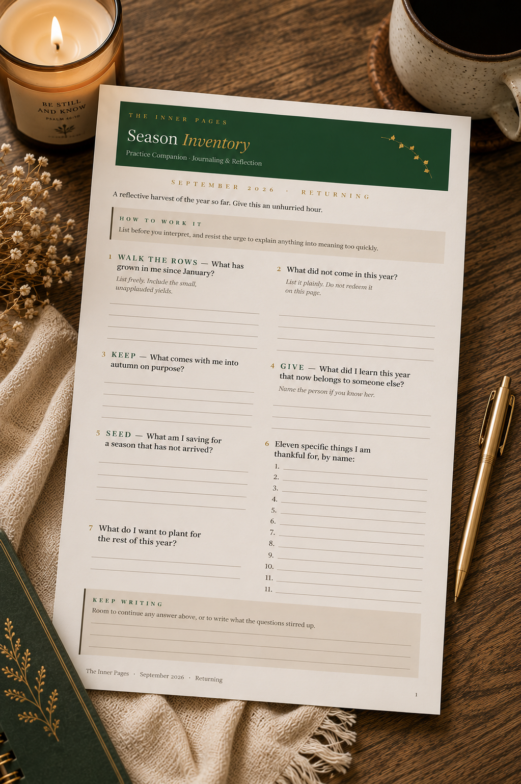 Season Inventory — Year in Review Reflection Worksheet for Fall (Printable PDF)