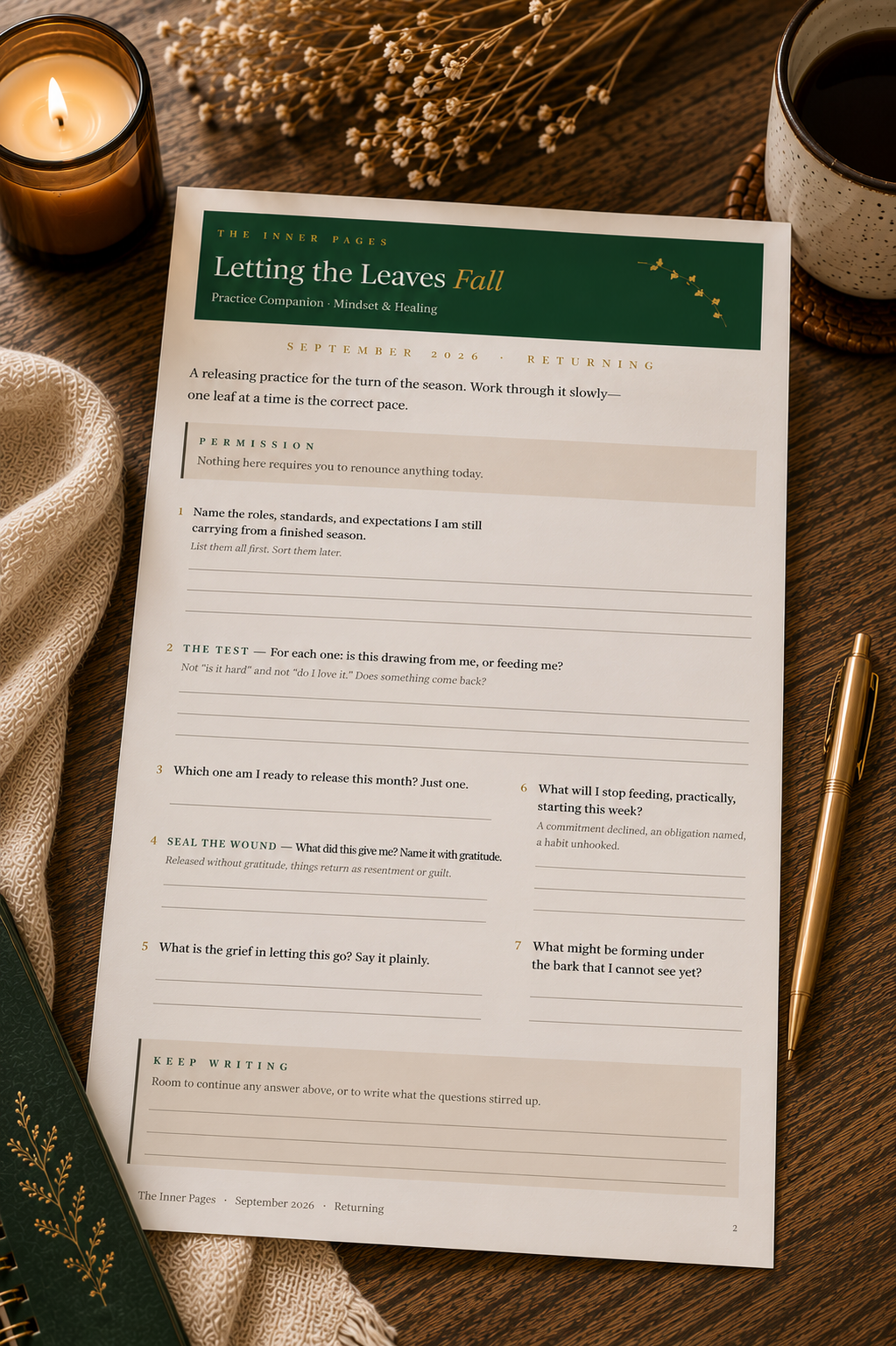 Letting the Leaves Fall — Letting Go Worksheet for the Change of Season (Printable PDF)