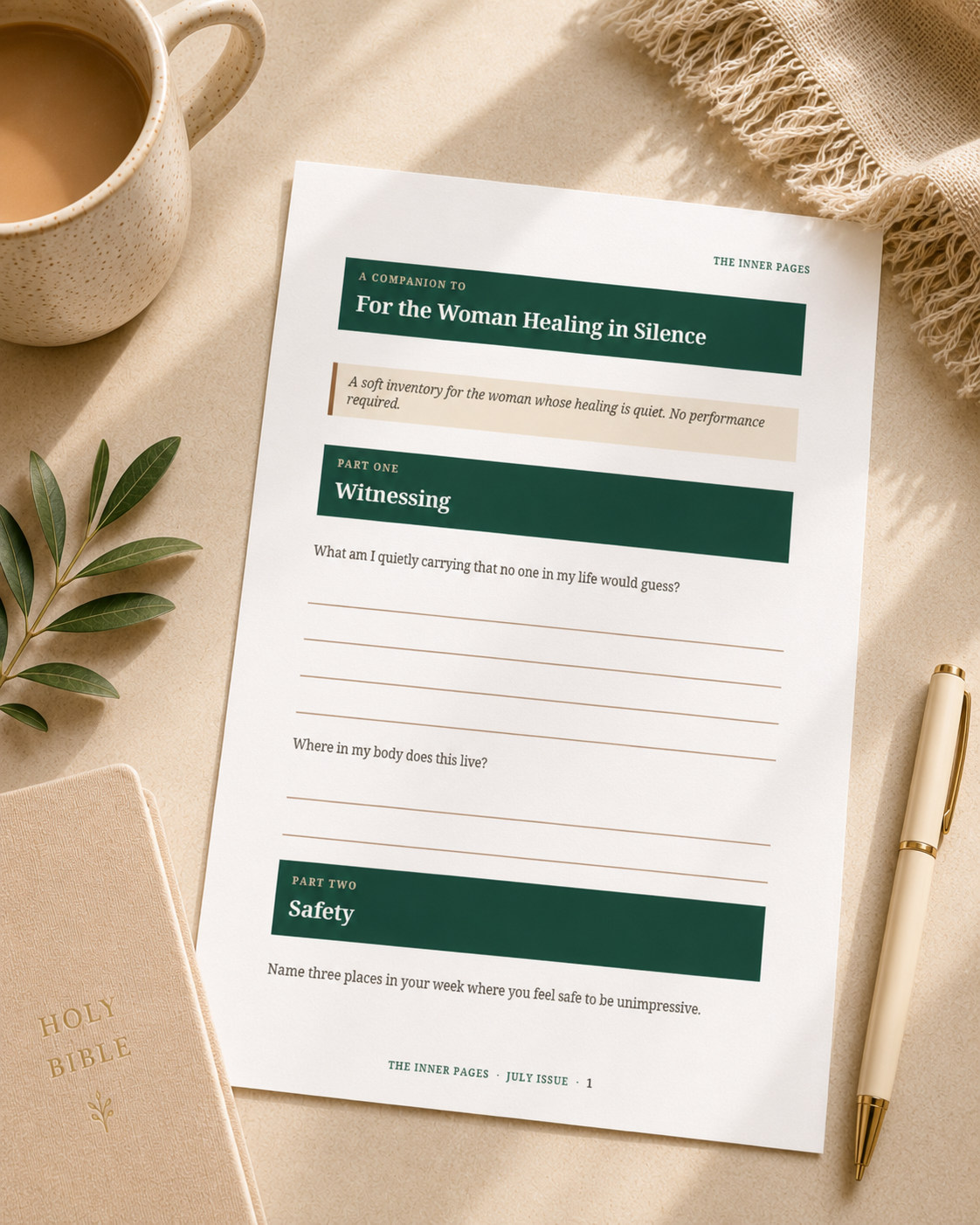Practice Companion Worksheet · For the Woman Healing in Silence