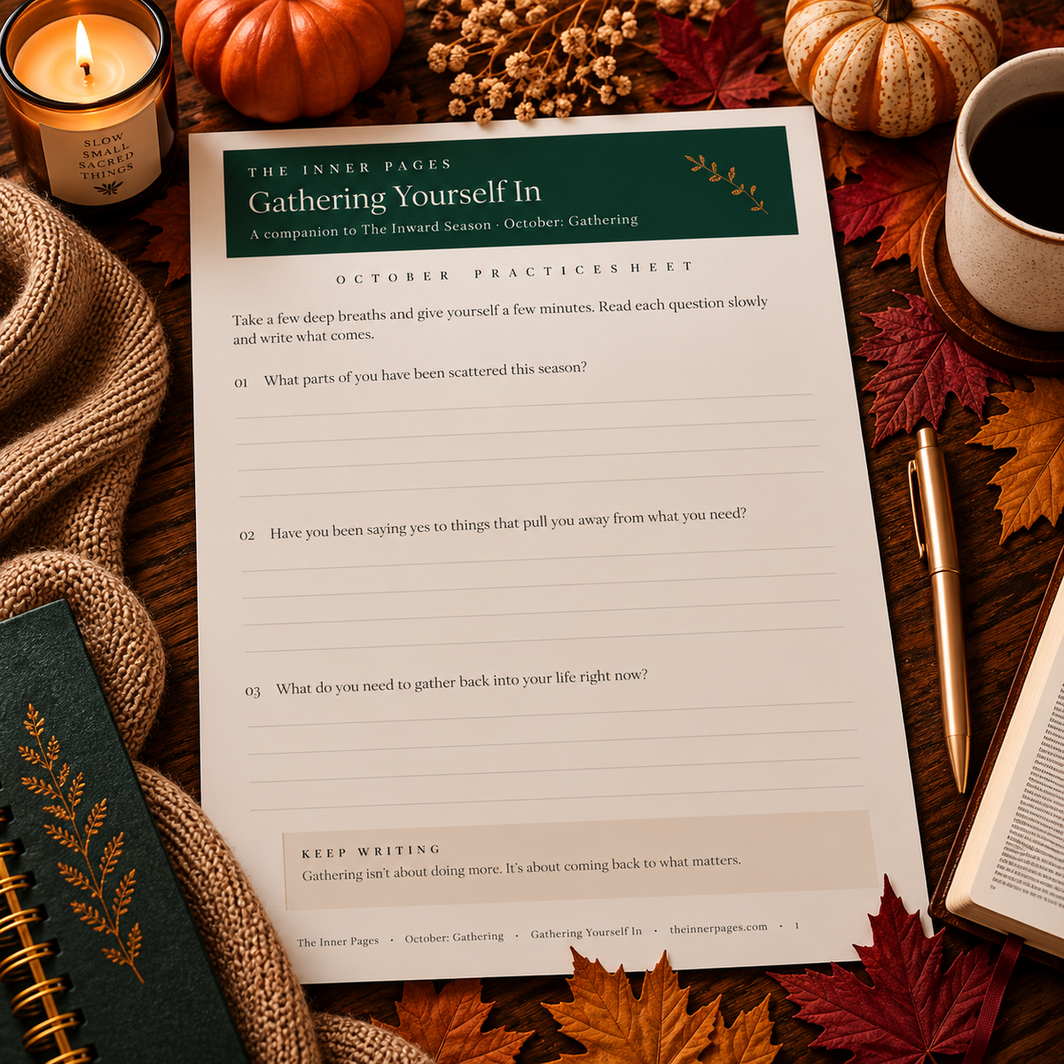 Gathering Yourself In — Evening Brain Dump and Prayer Worksheet (Free Printable PDF)