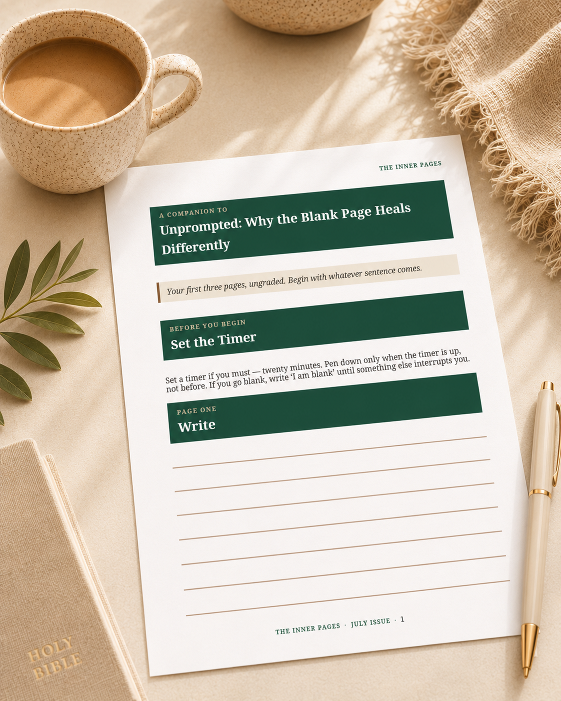 Practice Companion Worksheet · Unprompted: Why the Blank Page Heals Differently