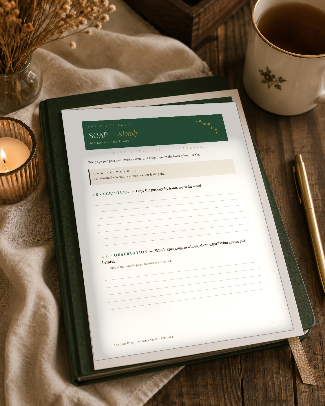 SOAP Bible Study Method — Mini Lesson on Slow, Hand Copied Study (Printable PDF)
